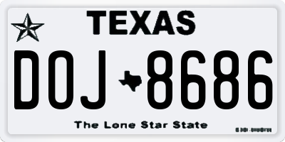 TX license plate DOJ8686