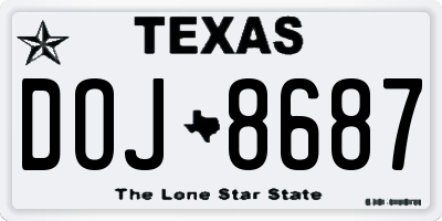 TX license plate DOJ8687
