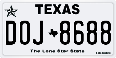 TX license plate DOJ8688