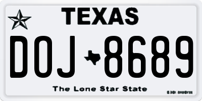 TX license plate DOJ8689