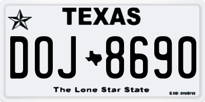 TX license plate DOJ8690