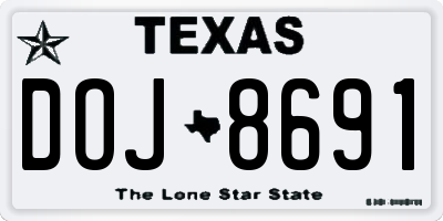 TX license plate DOJ8691