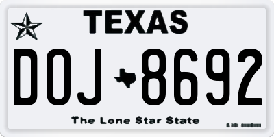 TX license plate DOJ8692