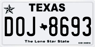TX license plate DOJ8693