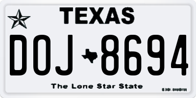 TX license plate DOJ8694