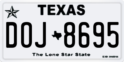 TX license plate DOJ8695