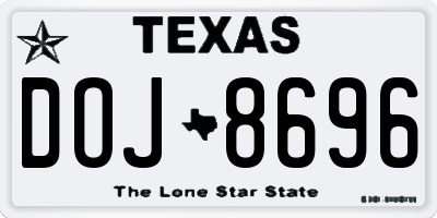 TX license plate DOJ8696