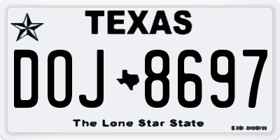 TX license plate DOJ8697