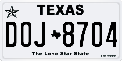 TX license plate DOJ8704