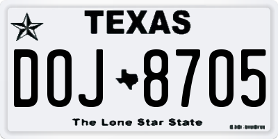TX license plate DOJ8705