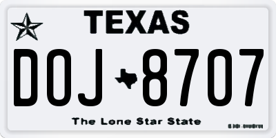 TX license plate DOJ8707