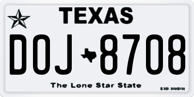 TX license plate DOJ8708