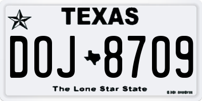 TX license plate DOJ8709