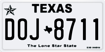TX license plate DOJ8711