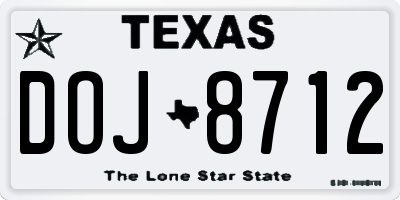 TX license plate DOJ8712