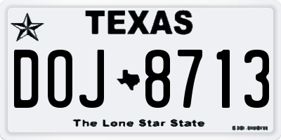 TX license plate DOJ8713