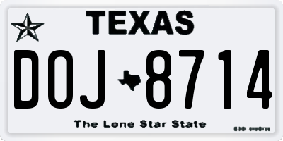 TX license plate DOJ8714