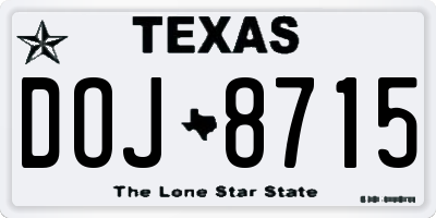 TX license plate DOJ8715