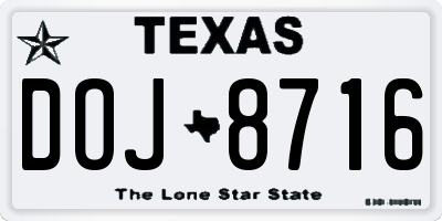 TX license plate DOJ8716