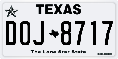 TX license plate DOJ8717