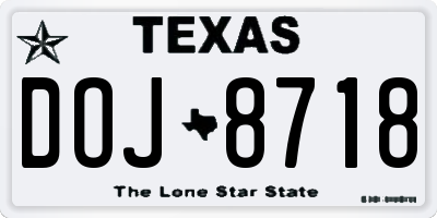 TX license plate DOJ8718