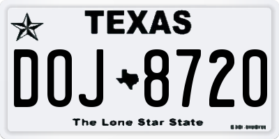 TX license plate DOJ8720