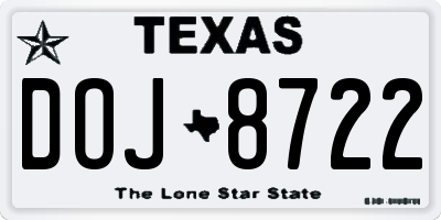 TX license plate DOJ8722