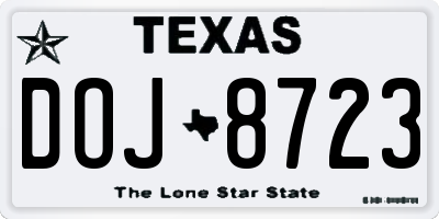 TX license plate DOJ8723