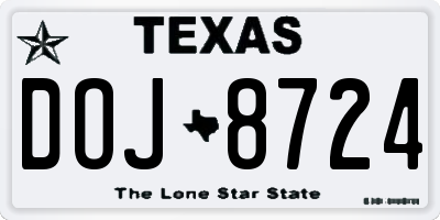 TX license plate DOJ8724