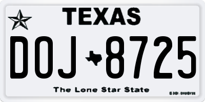TX license plate DOJ8725