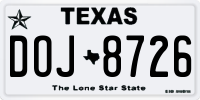 TX license plate DOJ8726