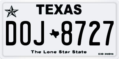 TX license plate DOJ8727