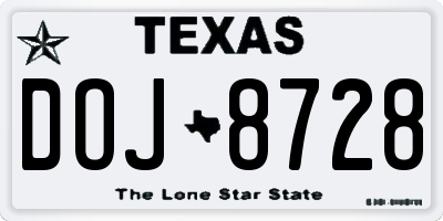 TX license plate DOJ8728