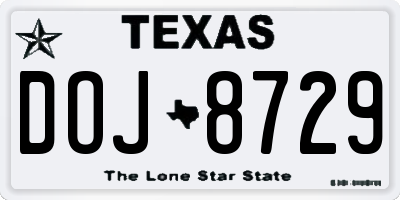 TX license plate DOJ8729