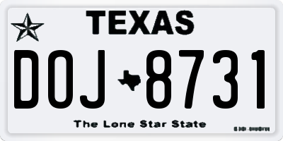 TX license plate DOJ8731
