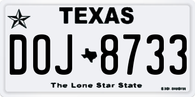 TX license plate DOJ8733