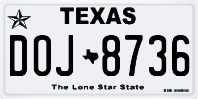 TX license plate DOJ8736