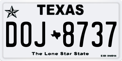 TX license plate DOJ8737