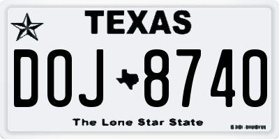 TX license plate DOJ8740