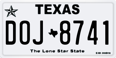 TX license plate DOJ8741