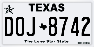 TX license plate DOJ8742