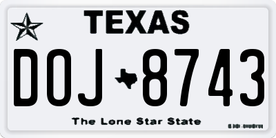 TX license plate DOJ8743