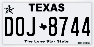 TX license plate DOJ8744