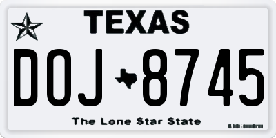 TX license plate DOJ8745