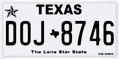 TX license plate DOJ8746
