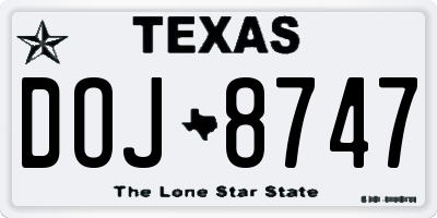 TX license plate DOJ8747