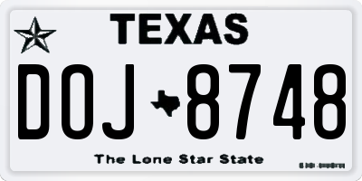 TX license plate DOJ8748