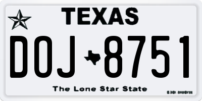 TX license plate DOJ8751