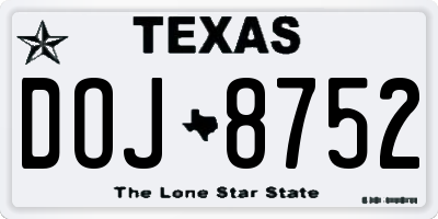 TX license plate DOJ8752