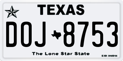 TX license plate DOJ8753